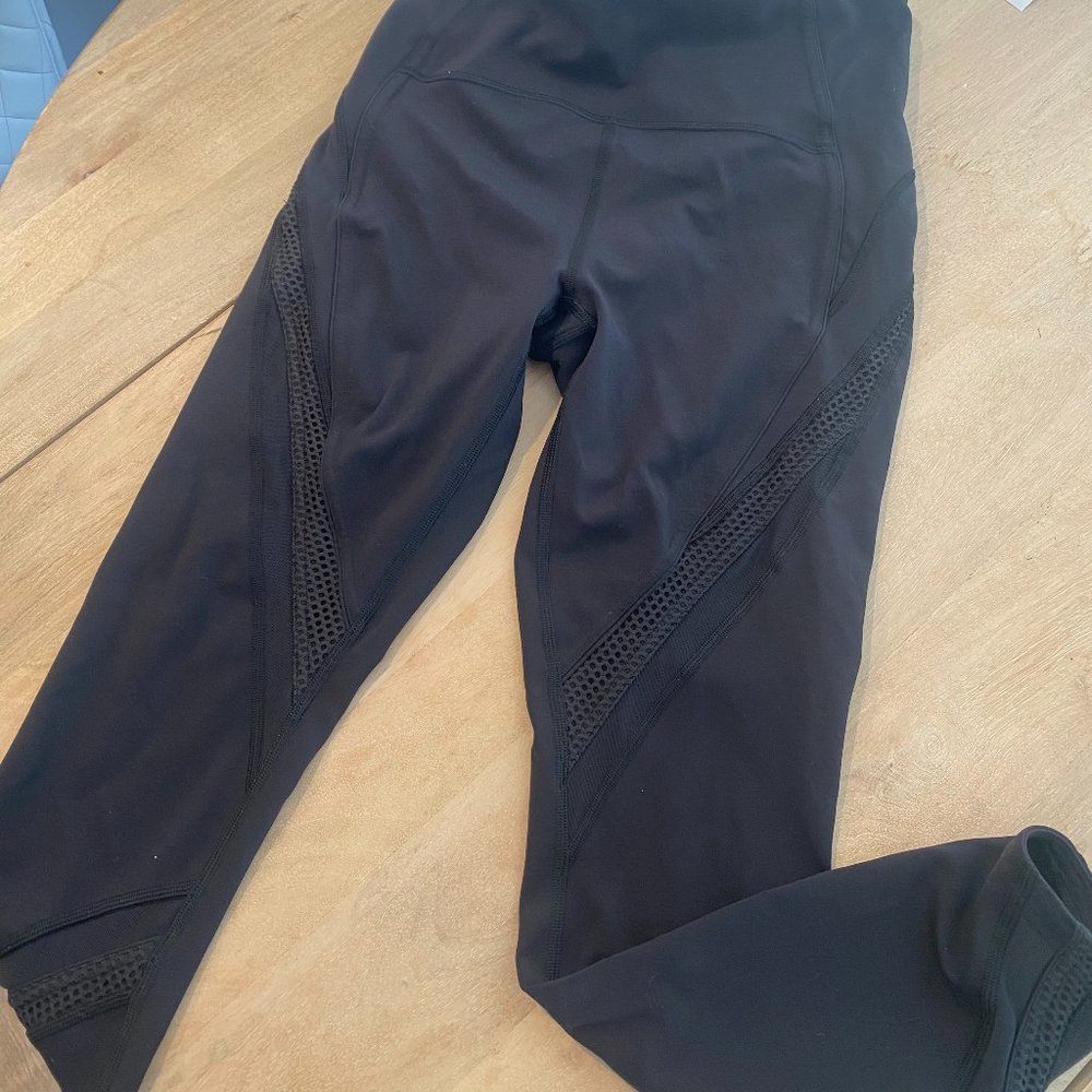 Black Lululemon Leggings with Mesh detail
